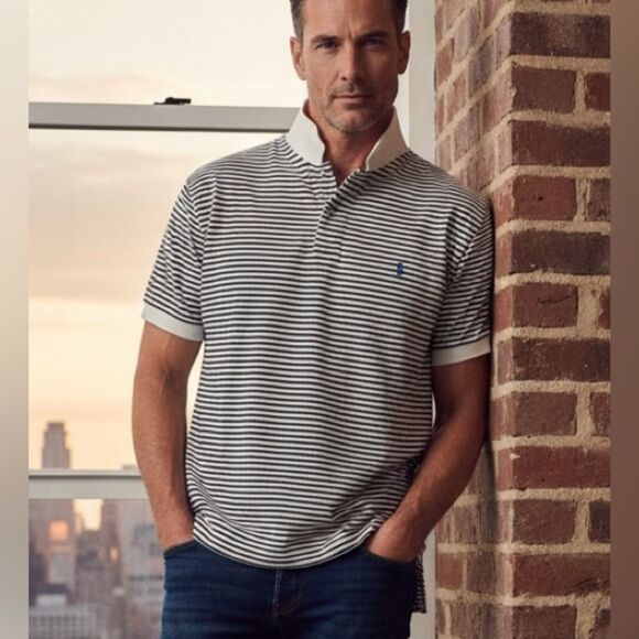Vintage 90’s Ralph Lauren Polo White and Black Striped Shirt. Size Large - Picture 2 of 7
